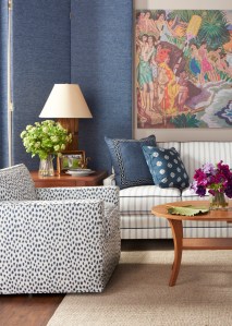 The Kelton Swivel club chair was also very well received covered in Sunbrella pattern Agra/Indigo.